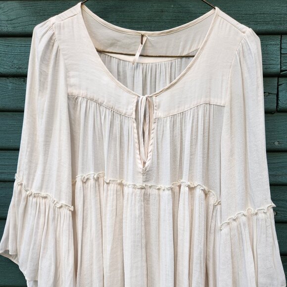 FREE People White Ruffle Blouse XS - Picture 1 of 2